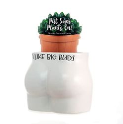 Boxer Gifts Like Big Buds Pot de Fleurs Fantaisie en Forme de Corps | Cadeau Amusant et Grossier pour décoration d'intérieur, céramique, Blanc, Taille Unique