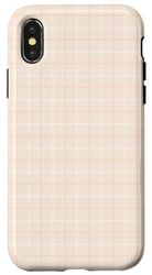 Cute Pastel Light Orange Check Plaid Gingham Minimal Pattern Case for iPhone X/XS