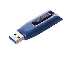 Verbatim V3 Max USB-stick - 64 GB, snel USB-geheugen met USB 3.0, tot 300 Mbit/s overdrachtssnelheid, met schuifmechanisme, blauw