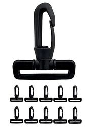 IPEA Plastic Swivel Carabiners with Hook for Backpacks and Bags - 10 Pieces - Rotatable Carabiner with Belt Loop for Bags Accessories Sports Sewing - Size 30 mm - Black
