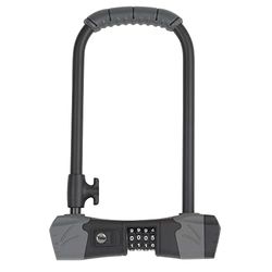 Yale Lucchetto a U per biciclette e moto con combinazione YCUL2/13/230/1, lunghezza 230mm, arco e traversa rinforzata, codice a 4 cifre, resistenza a taglio e a impatto, staffa per comodità