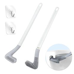 Homgaty Paquete de 2 cepillos de Inodoro de Golf, Cepillo de Inodoro de Mango Largo, Cepillo de Inodoro de Silicona Flexible Flexible y Flexible, cepillos de Inodoro para baño, 360 Grados, sin