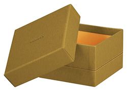 RHODIA 194553C - Set of 5 Gold Nesting Boxes - Orange Saddle Stitching - Faux Leather Exterior - Rhodiarama Home Office Collection - Office Organization & Designer Storage