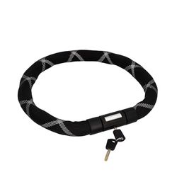 FISCHER PROTEC SK100 Fietskettingslot, met 2 sleutels, voor fietsen en e-bikes, met reflecterende draden voor meer veiligheid in het donker, zwart, lengte: 100 cm