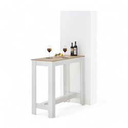 MODESTO stolik barowy o wyglądzie dębu Artisan/biały – nowoczesny stół wysoki do kuchni i jadalni – 115 x 103 x 50 cm (szer./wys./gł.)