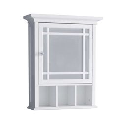 Teamson Home Neal móvel de casa de banho branco de madeira com porta espelhada 7442