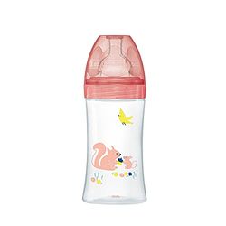 Dodie Butelka antykolkowa Sensation+, płaski smoczek, przepływ 2 dla dziewczynek, różowy, mały, 0-6 miesięcy, 270 ml, 1 sztuka