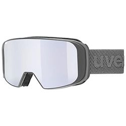 Uvex Saga To - Masque de Ski pour Hommes et Femmes - avec Verre Interchangeable - Ventilation de la Monture Sans Courants D’Air - Rhino Matt/Silver-Lgl Clear - One Size