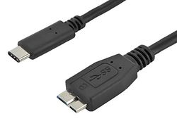 PremiumCord USB-C till Micro USB 3.0 B anslutningskabel 1 m, datakabel upp till 5 Gbit/s, USB 3.1 typ C-kontakt till Micro USB 3.0 typ B-kontakt, 3 x skärmad, färg svart, längd 1 m