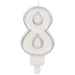 Folat 24168 taartkaars Simply Chique Silver cijfer/cijfer 8-9 cm verjaardagskaarsen voor verjaardag, verjaardagsdecoratie, voor kinderfeesten, bruiloften, bedrijfsfeesten, jubilea, zilver, 9 cm