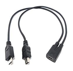 SYSTEM-S - un Pezzo 72333688, Cavo Splitter USB 2.0, 25 cm, Mini B Femmina a Mini B e Micro B, Nero