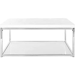 Safavieh Madera glamurosa, en Blanco y Cromo, 90 x 90 x 39.87 Pulgadas