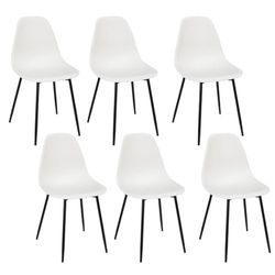 HOME DECO FACTORY, HD0355, Set van 6 Gustav Stoelen Wit, Les P'Tits Prix, Meubilair, Zitting, Tafel Fauteuil, Stoel, 50,7 x 84,8 x 45,5 cm, Zithoogte 45 cm, Wit