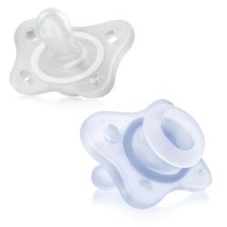 Chicco PhysioForma Sucette en silicone 0-2 mois, 2 pièces, Ensemble de gommettes 0-2 mois, Nouvelle version, Bleu