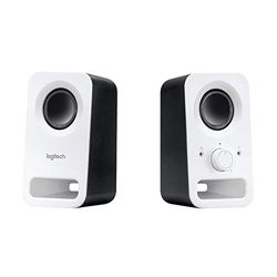 Logitech Z150 Altoparlanti Stereo Multimediali Compatti, Ingresso Audio da 3.5 mm, Controlli ‎Integrati, Jack Per Cuffie, Presa EU/IT, Computer/Smartphone/Tablet/Lettore Musicale, Bianco (Neve)