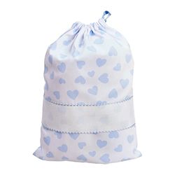 FILET - Baby Carrier Bag with Drawstring Closure for Embroidery, Made of Printed Pique Cotton, 100% Made in Italy, Hearts Sky Pattern