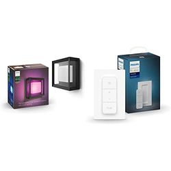 Philips Hue White and Color Applique murale Extérieure ECONIC en aluminium, Noir & Philips Hue Dim Switch Télécommande nomade variateur de lumière V2