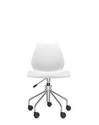 Kartell Maui Silla Standard con ruedas y elevador a gas, Blanco Cinc, Sin Reposabrazos