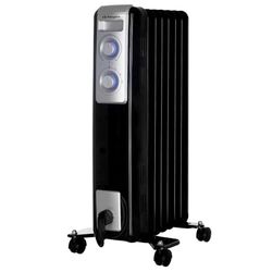 Orbegozo RN 1500 Radiateur à huile, 7 éléments, 1500 W, lumière LED, thermostat réglable, enrouleur de câbles, roues pivotantes