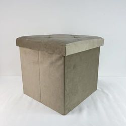 GALILEO Pouf de Rangement Polyvalent, Structure en MDF, revêtement Effet Velours Beige 38 x 38 x h.38 cm, Sibil