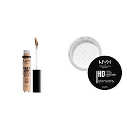 NYX PROFESSIONAL MAKEUP Anticernes/Correcteur - Can't Stop Won't Stop Contour Concealer - Natural & Poudre de Finition HD Studio, Poudre Libre, Fini Mat, Contrôle de la Brillance, Teinte : Translucent