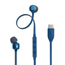 JBL Tune 310 C Bedraade in-ear oortjes met microfoon, met JBL Pure Bass Sound en een 3-knops afstandsbediening, in het blauw