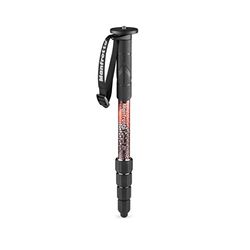 Manfrotto Element MII MMELMIIA5RD - Monopie Ligero de Viaje en Aluminio 5 secciones, Rojo, con Muñequera, Mango de Goma, Bloqueos por Torsión, Carga 15 kg, para Cámara Compacta, Sin Espejo, DSLR