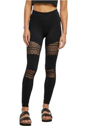 Urban Classics Dames Ladies Crochet Lace Inset Leggings, zwart, 5XL