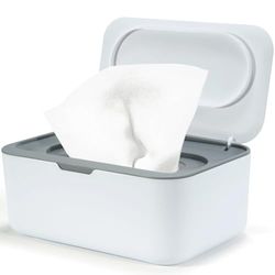 Doos voor vochtige doekjes voor baby's, box voor vochtig toiletpapier, grijze opbergdoos met deksel houdt de doeken, vochtige papieren doos voor thuis en op kantoor
