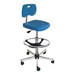 neoLab 1-1166 - Sedia in poliuretano puro, con poggiapiedi, anello con ruote e poggiapiedi, altezza 52-65 cm, colore: Blu