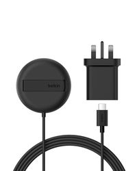 Belkin Magnetic Wireless Charging Pad 15W with Pop-Up Stand - MagSafe-Compatible Certified Qi2 Wireless Charger for iPhone 16 Series, Samsung Galaxy S25 Series, AirPods with PSU Included - Black