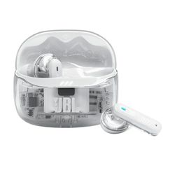 JBL Tune Beam Ghost 2 Bezprzewodowe Słuchawki Douszne Bluetooth z Redukcją Szumów i 48 H Odtwarzania na Baterii, Wodoodporne IP54, z Wielopunktowym Złączem i Zamkniętą Konstrukcją, White Ghost