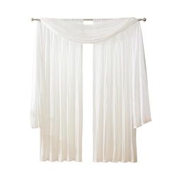 Elrene Home Fashions Athena Rideau de fenêtre Imitation Soie écrasée et cantonnière, 132 x 213 cm (2 Rideaux) et 1 cantonnière, Blanc