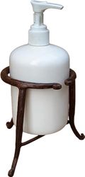 ARMONIE D'EPOCA Dosatore sapone in ceramica con supporto in ferro forgiato (Bordo marrone)