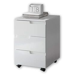 Stella Trading Spice Secretária com rodas em branco alto brilho - gaveta móvel com gavetas - móveis de escritório modernos jogo completo, Engineered Wood, 40 x 60 x 45 cm
