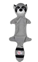 Jouet peluche éco-responsable Les Rusés Oscar le raton laveur sonore avec poche pour friandises 45x18.5x7cm