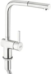 Franke Kitchen Systems - Solido rubinetto in acciaio inox Atlas con erogatore estraibile, miscelatore monocomando, alta pressione con doccetta estraibile