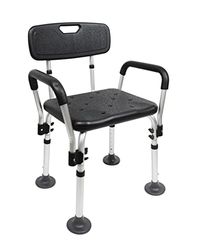 Pepe - Chaise de Douche avec Accoudoirs, Tabouret Médical, Siège Adulte Antidérapant, Assemblage sans Outils, Noir