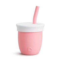 Munchkin Tasse d'Apprentissage C’est Silicone! Ouverte avec Paille | Tasse d'Apprentissage Bébé avec Paille | Weaning pour Bébé & Tout-Petit | À partir de 6 Mois | Flux Libre | 120 ml | Corail