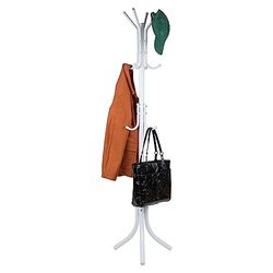 Mind Reader Coat Rack, Hall Tree, Freestanding Organizer Árvore de casaco, chapéu, casaco, saco, comprimento x 45,7 cm de largura x 172 cm de altura, branco, metal, 18" x 18" W x 68,5" H