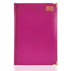 G4GADGET Luxury 2025 A4 Purple Day A Page Diary Padded Front & Hardback Cover Gilt Edges