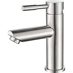 Ibergrif M11103 Rubinetto per Lavabo Rubinetto Bagno, Miscelatore Bagno, Miscelatore Lavabo, Acciaio, Grigio