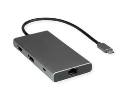 VALUE Estación de conexión USB Tipo C, HDMI+DP 4K60, 3X US3.2Gen1 (1x C + 2X A), 1x PD, 1x RJ45