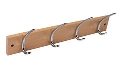 Merriway BH03928 Large Ribbed Hat and Coat x 4 Bright Chrome Hooks on Beech Rail