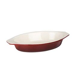 Vogue GH317 Ovale Rode Gietijzeren Gratin Schotel Grote 650ml Bakken Roosteren Serving Oven