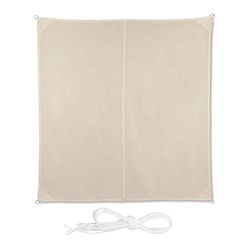 Relaxdays Toldo Vela Cuadrado, Impermeable, Protección Rayos UV, con Cuerdas para tensar, Beige, 3 x 3 m