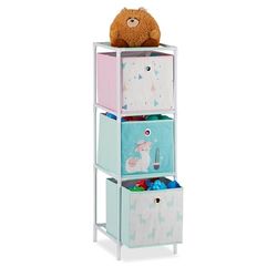 Relaxdays Etagère boîtes,Rangement de Jouets,Fillette,Lama,Meuble Chambre d'enfants,coloré HlP 89x27,5x30cm, Non-tissé, Fer, Plastique, 89 x 27,5 x 30 cm