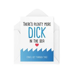 Cartes de rupture humoristiques avec inscription « Plenty More Dick in The Sea » - Carte de divorce pour elle - Pour lui, comédie - Blague et plaisanterie - LGBTQ simple CBH360