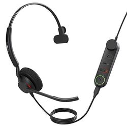 Jabra Engage 50 II - Micro-Casque Filaire Mono & unité de contrôle d’Appel Link - 3 micros à réduction de Bruit et câble USB-C - Fonctionne & Les Plateformes UC telles Que Zoom & Unify - Noir