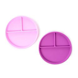 Lot de 2 assiettes en silicone rose et violet